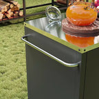 Famapy Tables à Manger d'Extérieur, Table de Barbecue avec Armoire de Rangement, Chariot de Bar en Acier Noir, Table de Cuisine