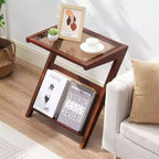 VEVOR Table Basse en Rotin, Table Basse en Bambou Tressé en Rotin en Forme de Z avec Plateau en Verre Trempé, Table Basse de Rangement Bohème Moderne de 20 po avec Pieds en Bambou