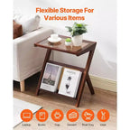 VEVOR Table Basse en Rotin, Table Basse en Bambou Tressé en Rotin en Forme de Z avec Plateau en Verre Trempé, Table Basse de Rangement Bohème Moderne de 20 po avec Pieds en Bambou