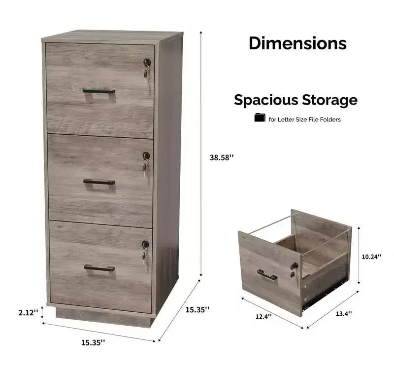 Meuble de classement vertical Karl Home 3 tiroirs gris MDF 39 cm L