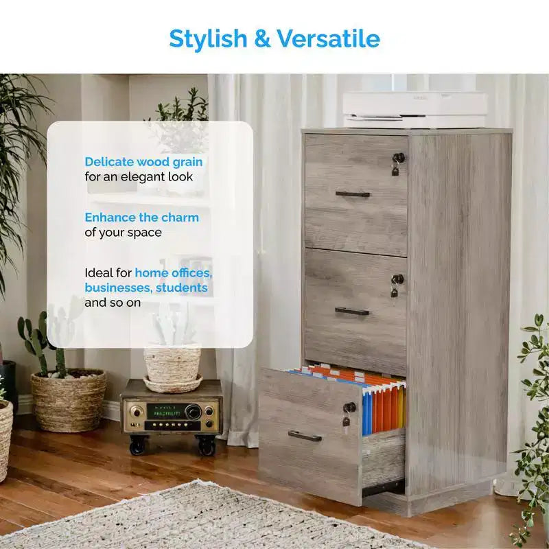 Meuble de classement vertical Karl Home 3 tiroirs gris MDF 39 cm L
