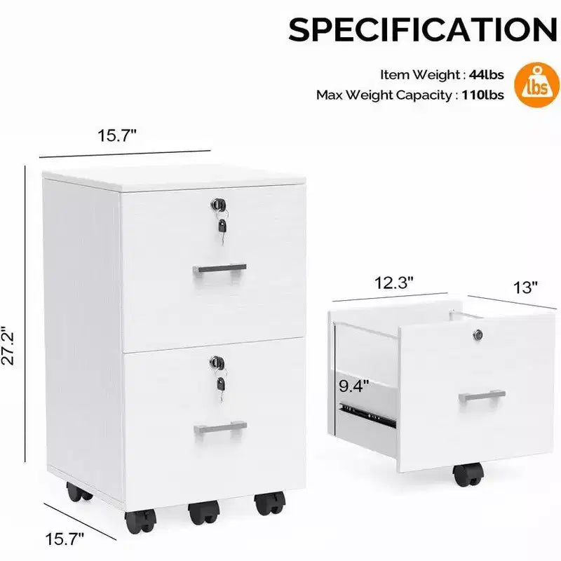 Meuble de classement vertical blanc Karl Home à 2 tiroirs en MDF de 40 cm de large