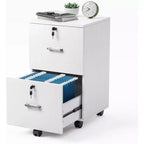Meuble de classement vertical blanc Karl Home à 2 tiroirs en MDF de 40 cm de large