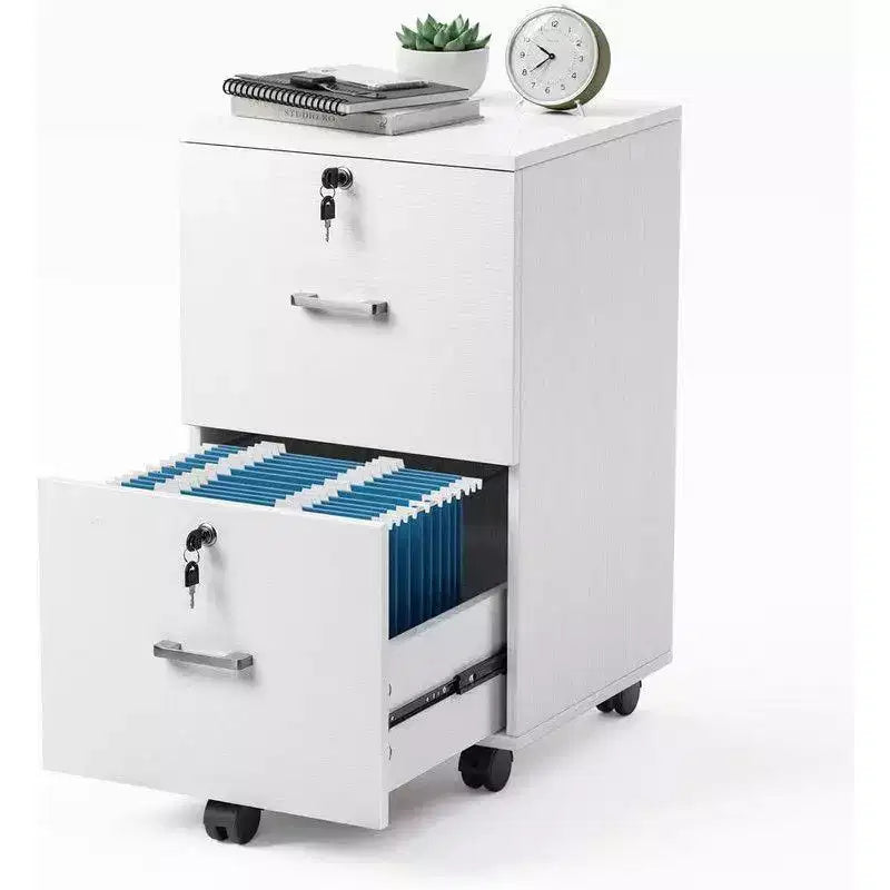 Meuble de classement vertical blanc Karl Home à 2 tiroirs en MDF de 40 cm de large