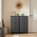 Commode à tiroirs, cadre métallique et plateau en bois