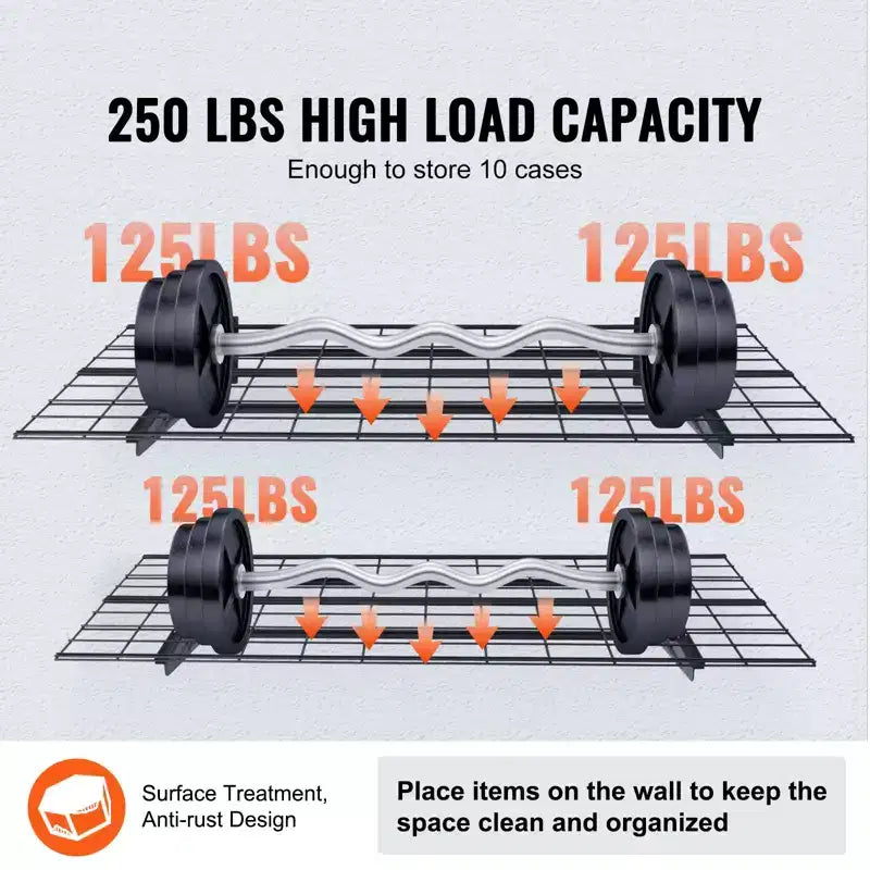 Étagères de rangement de garage VEVOR, lot de 2, étagères de garage murales robustes de 1,8 x 0,6 m, capacité de charge de 453 kg (total)