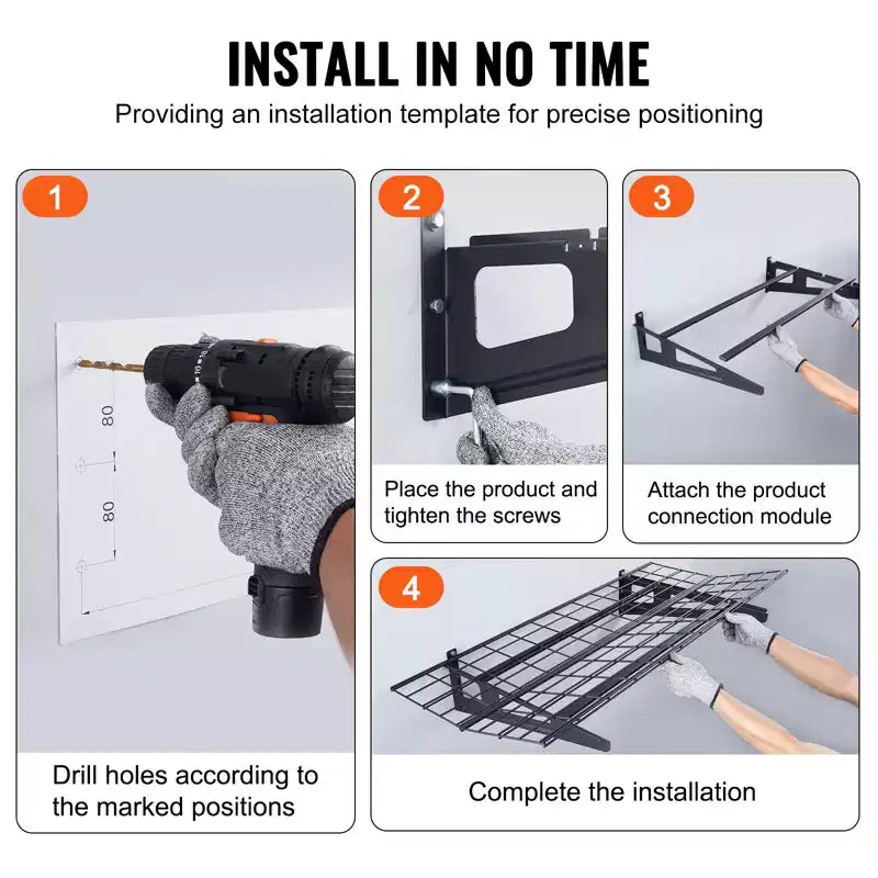 Étagères de rangement de garage VEVOR, lot de 2, étagères de garage murales robustes de 1,8 x 0,6 m, capacité de charge de 453 kg (total)