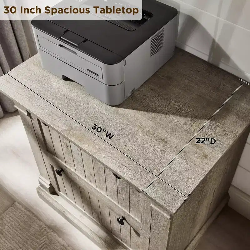 Meuble de classement 2 tiroirs style rustique, classeur latéral, pour dossiers suspendus et tiroirs à verrouillage, pour bureau à domicile