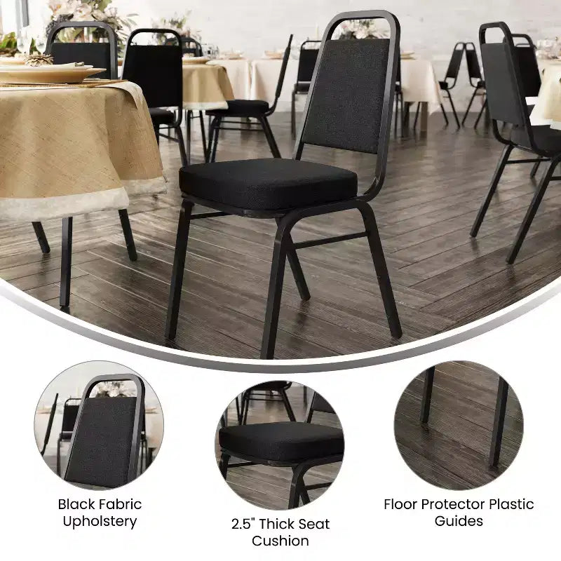 Lot de 4 chaises de banquet empilables à dossier trapézoïdal de la série HERCULES de Flash Furniture