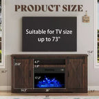 Meuble TV AMERLIFE avec cheminée et porte coulissante style grange pour téléviseurs jusqu'à 73 pouces, meuble de divertissement avec cheminée style ferme 63 pouces