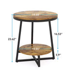 MAYEERTY Table d'appoint ronde à 2 niveaux, étagère ouverte, assemblage facile, pièces étiquetées, usage domestique