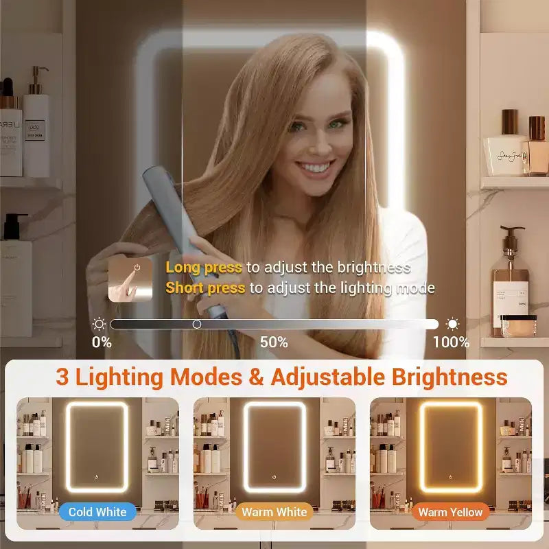Coiffeuse avec miroir, coiffeuse de maquillage avec tiroirs et station de charge, 3 couleurs d'éclairage réglables