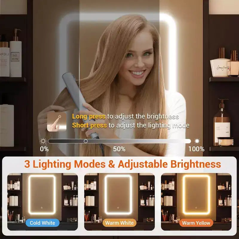 Coiffeuse avec miroir, coiffeuse de maquillage avec tiroirs et station de charge, 3 couleurs d'éclairage réglables