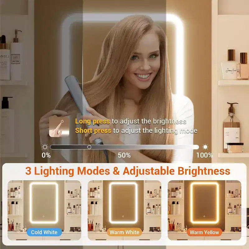 Coiffeuse avec miroir, coiffeuse de maquillage avec tiroirs et station de charge, 3 couleurs d'éclairage réglables