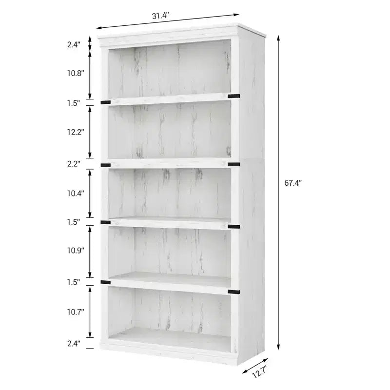 Étagère en bois à 5 niveaux, étagère de rangement style ferme avec étagères d'exposition, bibliothèque haute