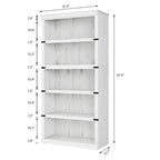 Étagère en bois à 5 niveaux, étagère de rangement style ferme avec étagères d'exposition, bibliothèque haute