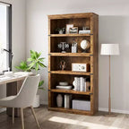 Étagère en bois à 5 niveaux, étagère de rangement style ferme avec étagères d'exposition, bibliothèque haute