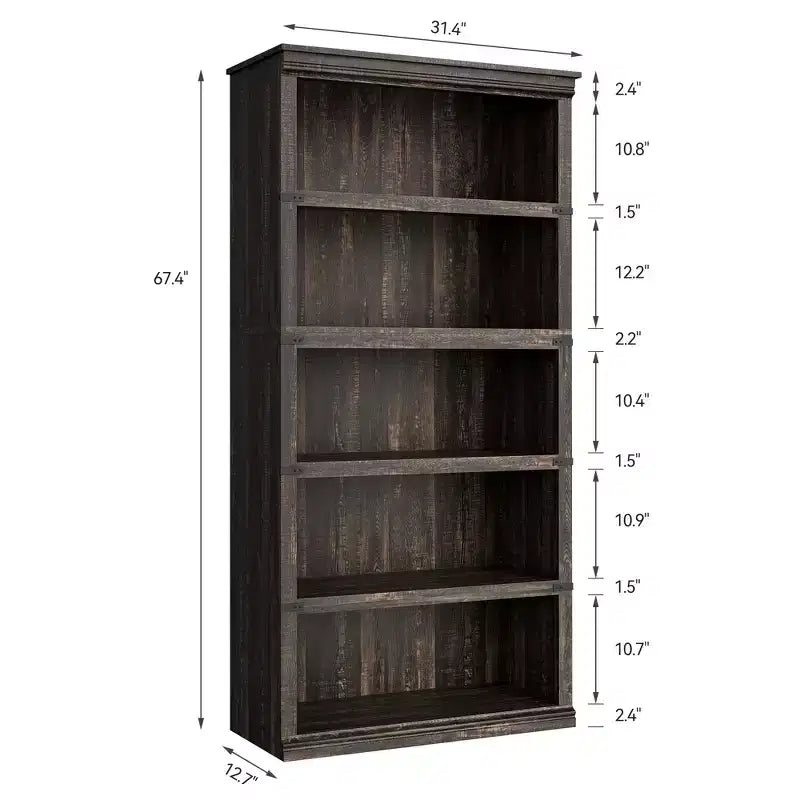 Étagère en bois à 5 niveaux, étagère de rangement style ferme avec étagères d'exposition, bibliothèque haute