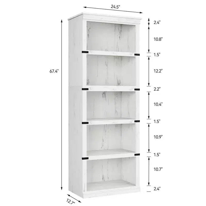 Étagère en bois à 5 niveaux, étagère de rangement style ferme avec étagères d'exposition, bibliothèque haute