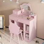 Coiffeuse et chaise de princesse 2-en-1 avec rangement – Coiffeuse pour enfant – Rose