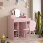 Coiffeuse et chaise de princesse 2-en-1 avec rangement – Coiffeuse pour enfant – Rose