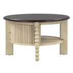 Table basse ovale/ronde vintage Table basse d'appoint Table d'appoint canapé Table de centre avec tiroir/porte coulissante, Noyer/Beige+Espresso-ModernLuxe