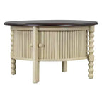 Table basse ovale/ronde vintage Table basse d'appoint Table d'appoint canapé Table de centre avec tiroir/porte coulissante, Noyer/Beige+Espresso-ModernLuxe