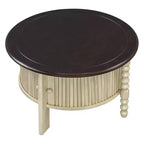 Table basse ovale/ronde vintage Table basse d'appoint Table d'appoint canapé Table de centre avec tiroir/porte coulissante, Noyer/Beige+Espresso-ModernLuxe