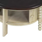 Table basse ovale/ronde vintage Table basse d'appoint Table d'appoint canapé Table de centre avec tiroir/porte coulissante, Noyer/Beige+Espresso-ModernLuxe