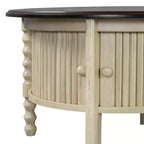 Table basse ovale/ronde vintage Table basse d'appoint Table d'appoint canapé Table de centre avec tiroir/porte coulissante, Noyer/Beige+Espresso-ModernLuxe