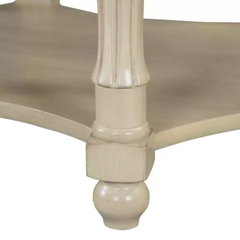 Table basse ovale/ronde vintage Table basse d'appoint Table d'appoint canapé Table de centre avec tiroir/porte coulissante, Noyer/Beige+Espresso-ModernLuxe