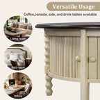 Table basse ovale/ronde vintage Table basse d'appoint Table d'appoint canapé Table de centre avec tiroir/porte coulissante, Noyer/Beige+Espresso-ModernLuxe