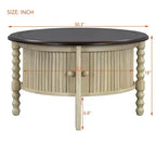 Table basse ovale/ronde vintage Table basse d'appoint Table d'appoint canapé Table de centre avec tiroir/porte coulissante, Noyer/Beige+Espresso-ModernLuxe