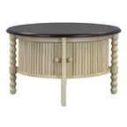 Table basse ovale/ronde vintage Table basse d'appoint Table d'appoint canapé Table de centre avec tiroir/porte coulissante, Noyer/Beige+Espresso-ModernLuxe