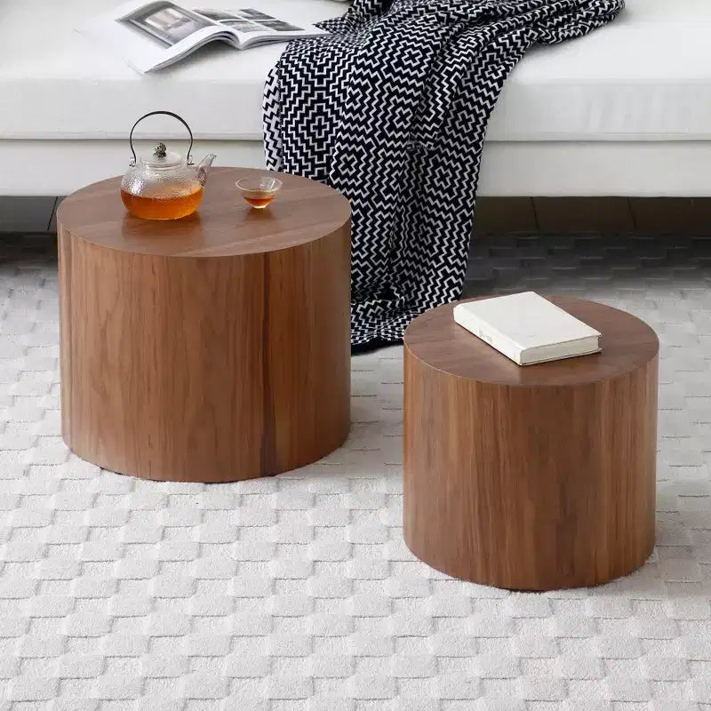 Ensemble de 2 tables basses rondes - Noyer - ModernLuxe
