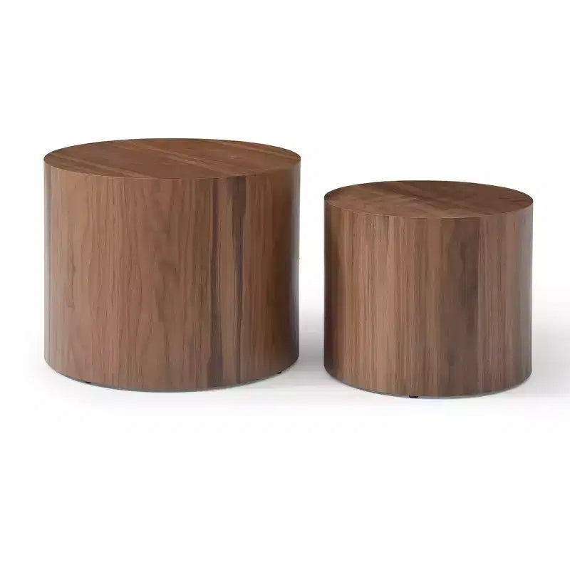 Ensemble de 2 tables basses rondes - Noyer - ModernLuxe