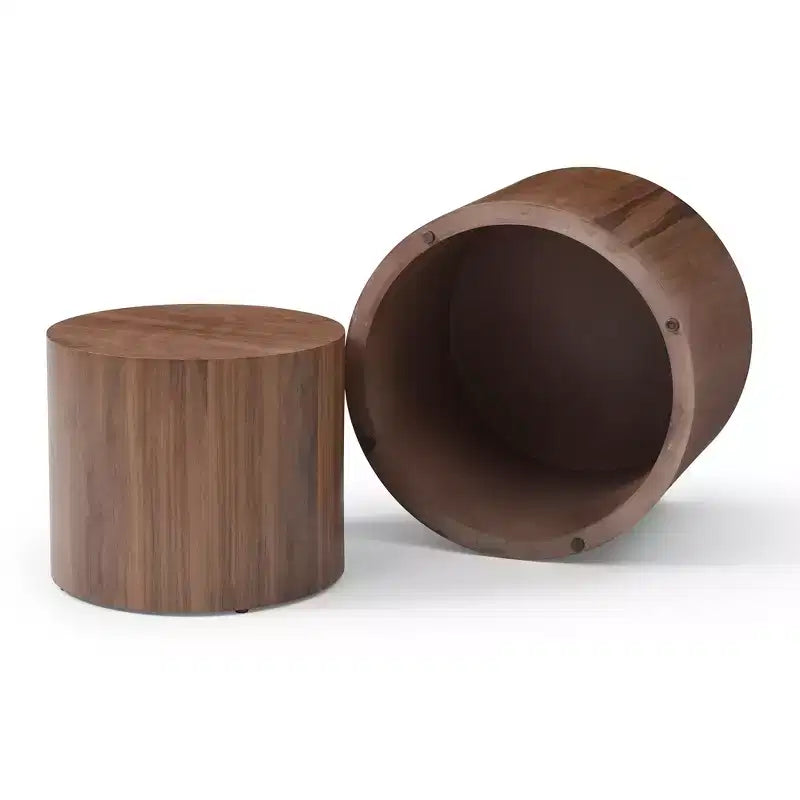 Ensemble de 2 tables basses rondes - Noyer - ModernLuxe
