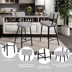 Lot de 4 tabourets de bar à hauteur de comptoir, chaises de bar rembourrées avec assise ronde, tabourets de bar modernes avec dossier et repose-pieds en métal