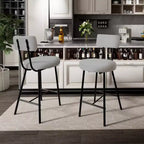 Lot de 4 tabourets de bar à hauteur de comptoir, chaises de bar rembourrées avec assise ronde, tabourets de bar modernes avec dossier et repose-pieds en métal