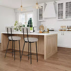 Lot de 4 tabourets de bar à hauteur de comptoir, chaises de bar rembourrées avec assise ronde, tabourets de bar modernes avec dossier et repose-pieds en métal