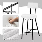 Lot de 4 tabourets de bar à hauteur de comptoir, chaises de bar rembourrées avec assise ronde, tabourets de bar modernes avec dossier et repose-pieds en métal
