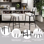Lot de 4 tabourets de bar à hauteur de comptoir, chaises de bar rembourrées avec assise ronde, tabourets de bar modernes avec dossier et repose-pieds en métal