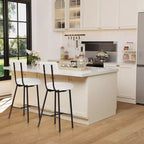 Lot de 4 tabourets de bar à hauteur de comptoir, chaises de bar rembourrées avec assise ronde, tabourets de bar modernes avec dossier et repose-pieds en métal