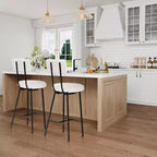Lot de 4 tabourets de bar à hauteur de comptoir, chaises de bar rembourrées avec assise ronde, tabourets de bar modernes avec dossier et repose-pieds en métal