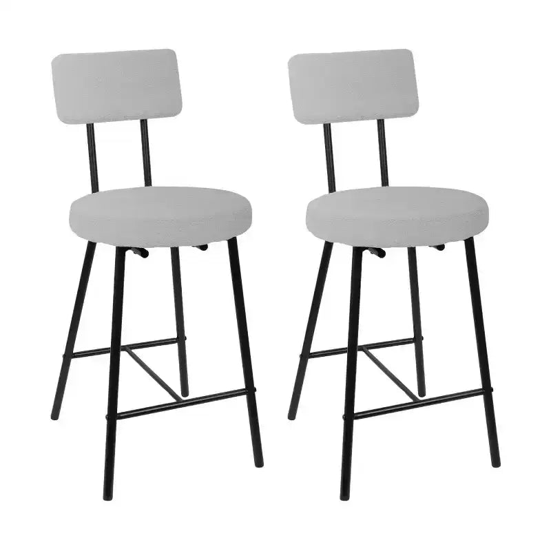 Lot de 4 tabourets de bar à hauteur de comptoir, chaises de bar rembourrées avec assise ronde, tabourets de bar modernes avec dossier et repose-pieds en métal