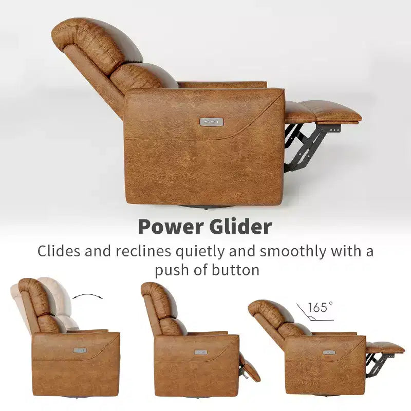 Fauteuil inclinable pivotant et à bascule, inclinable manuel avec support lombaire et revêtement en similicuir, fauteuil inclinable confortable