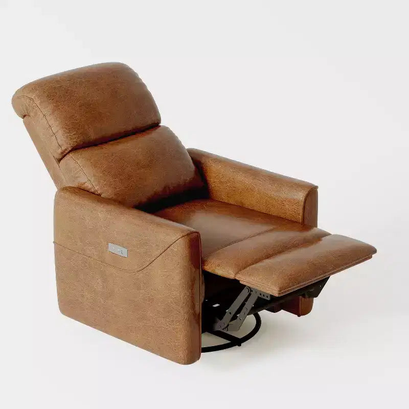 Fauteuil inclinable pivotant et à bascule, inclinable manuel avec support lombaire et revêtement en similicuir, fauteuil inclinable confortable
