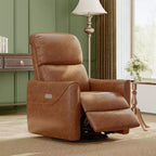 Fauteuil inclinable pivotant et à bascule, inclinable manuel avec support lombaire et revêtement en similicuir, fauteuil inclinable confortable