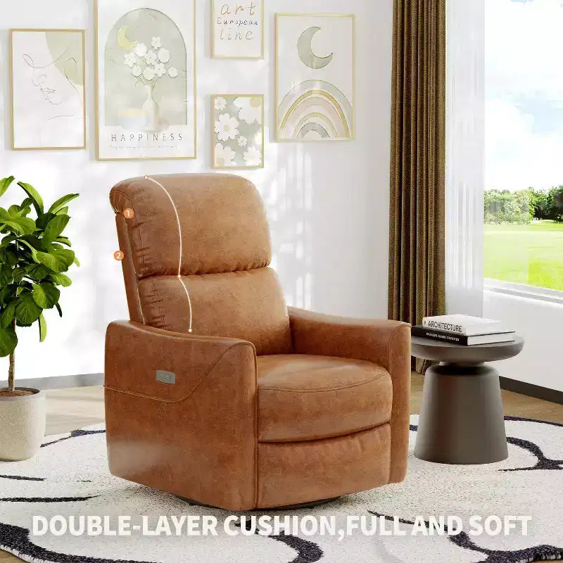 Fauteuil inclinable pivotant et à bascule, inclinable manuel avec support lombaire et revêtement en similicuir, fauteuil inclinable confortable