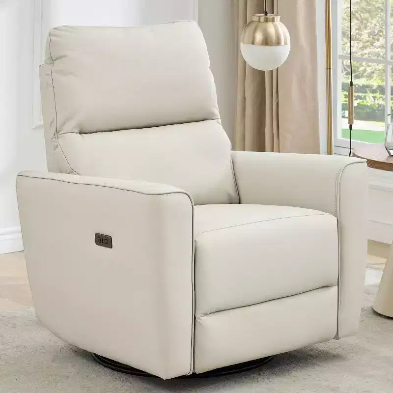 Fauteuil inclinable pivotant et à bascule, inclinable manuel avec support lombaire et revêtement en similicuir, fauteuil inclinable confortable